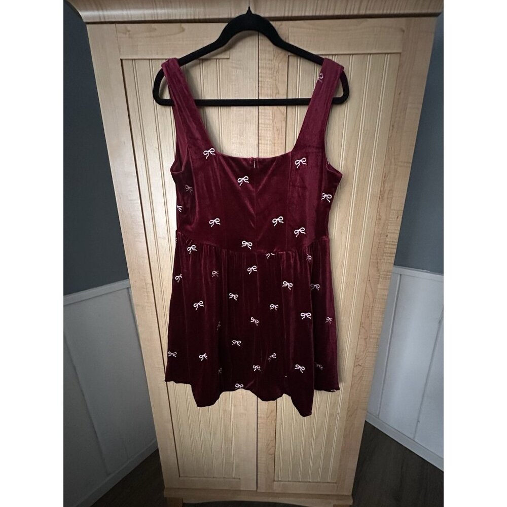 Altar'd State Burgundy Trinity Velvet Bubble Dress Size XL Burgundy valentines - Picture 7 of 8